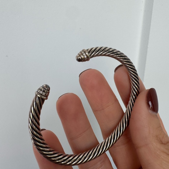 David Yurman Sterling Silver Cable Classics Diamond Cuff Bracelet - Picture 6 of 10